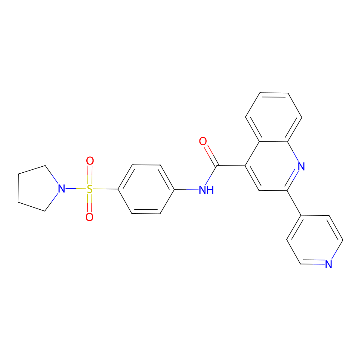 2-(pyridin-4-yl)-N-[4-(pyrrolidine-1-sulfonyl)phenyl]quinoline-4-carboxamide molecular structure, CAS 438020-65-6