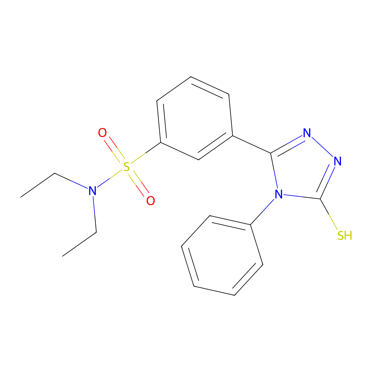 N,N-Diethyl-3-(5-mercapto-4-phenyl-4H-[1,2,4]triazol-3-yl)-benzenesulfonamide molecular structure, CAS 438021-60-4