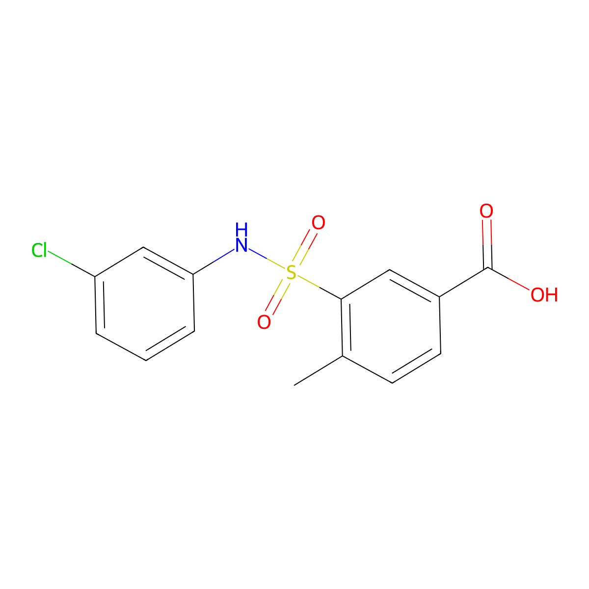 3-[(3-Chlorophenyl)sulfamoyl]-4-methylbenzoic acid molecular structure, CAS 438021-88-6