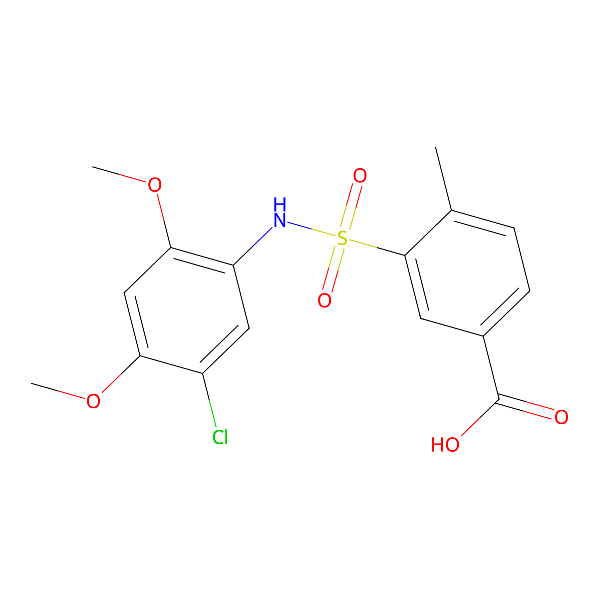 3-[(5-Chloro-2,4-dimethoxyphenyl)sulfamoyl]-4-methylbenzoic acid molecular structure, CAS 438021-93-3