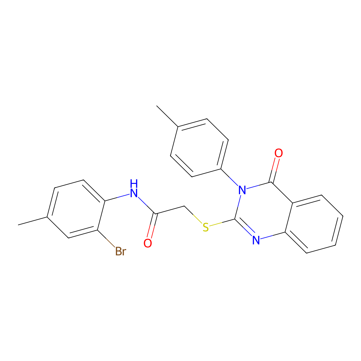 N-(2-bromo-4-methylphenyl)-2-{[3-(4-methylphenyl)-4-oxo-3,4-dihydroquinazolin-2-yl]sulfanyl}acetamide molecular structure, CAS 438022-31-2