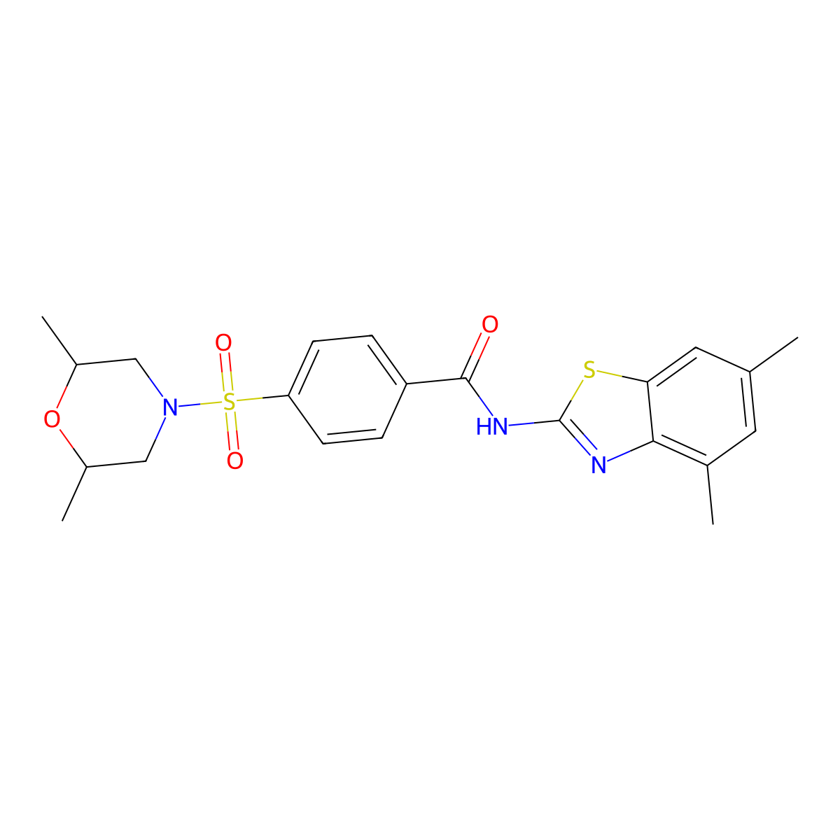 N-(4,6-dimethylbenzo[d]thiazol-2-yl)-4-((2,6-dimethylmorpholino)sulfonyl)benzamide molecular structure, CAS 438022-92-5