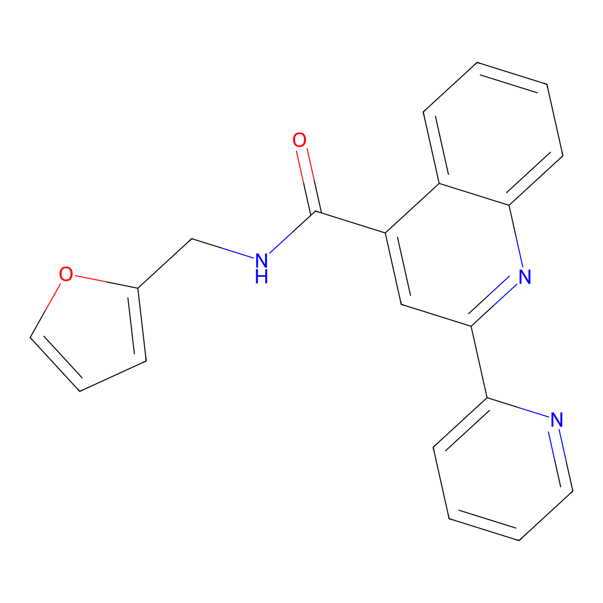 N-(2-furylmethyl)-2-pyridin-2-ylquinoline-4-carboxamide molecular structure, CAS 438025-08-2