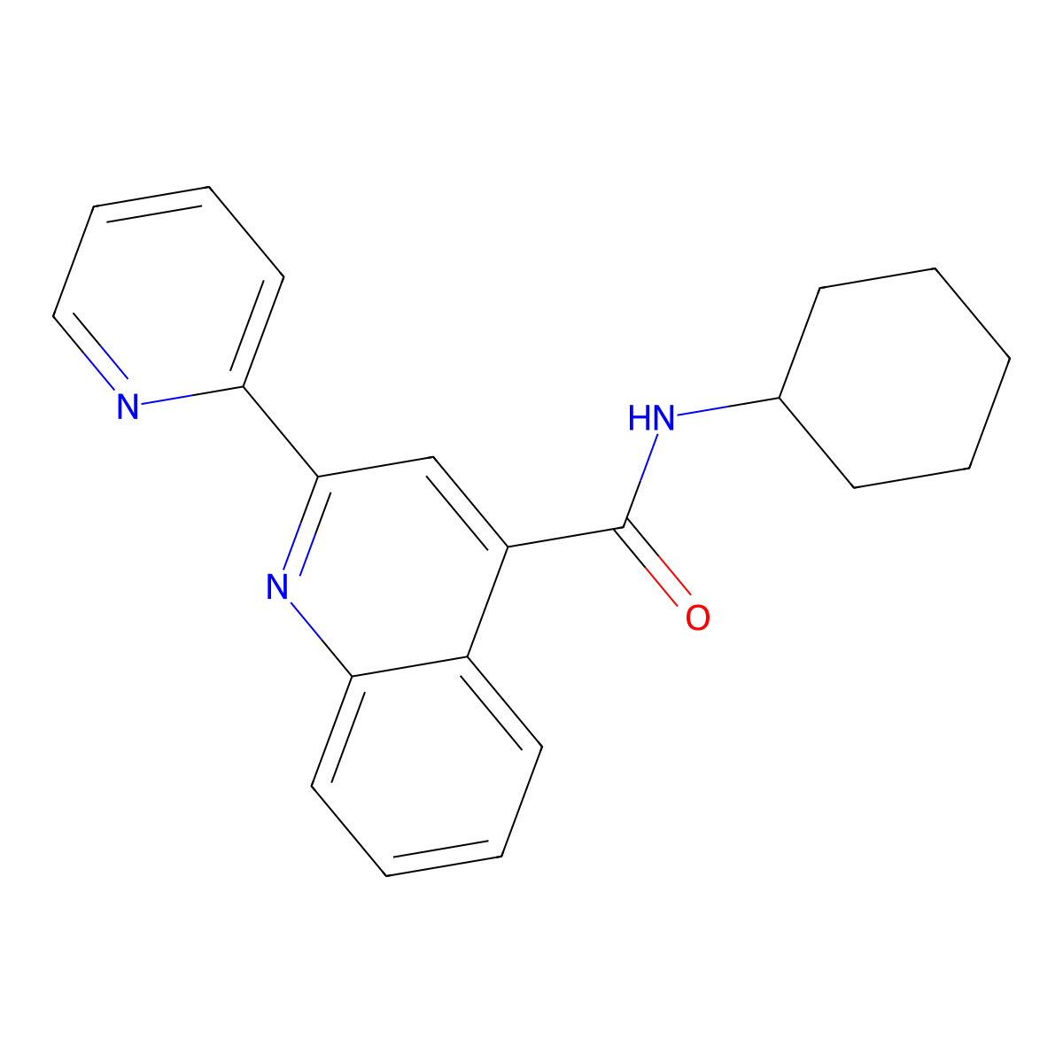 N-cyclohexyl-2-pyridin-2-ylquinoline-4-carboxamide molecular structure, CAS 438025-11-7