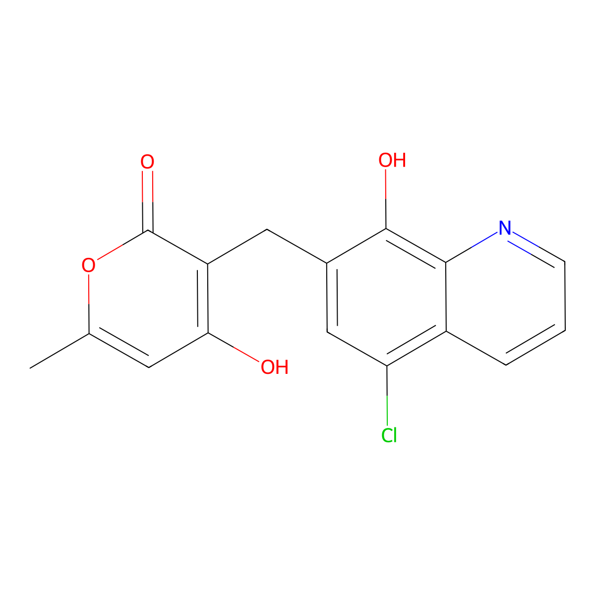 3-[(5-chloro-8-hydroxyquinolin-7-yl)methyl]-4-hydroxy-6-methyl-2H-pyran-2-one molecular structure, CAS 438025-44-6