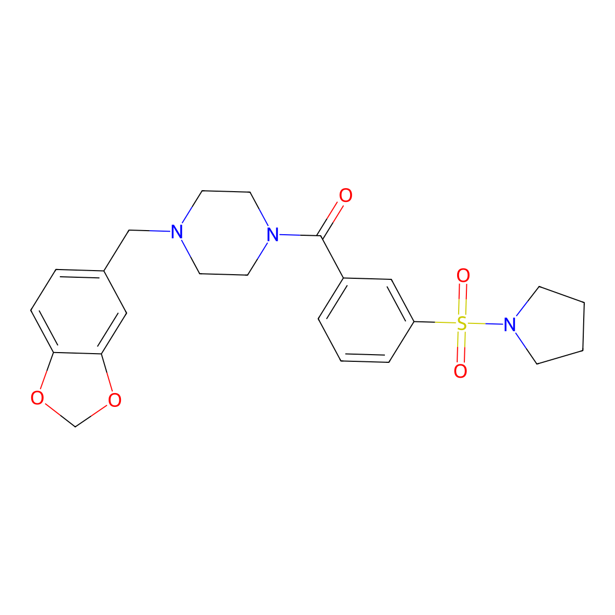 [4-(1,3-Benzodioxol-5-ylmethyl)piperazin-1-yl]-(3-pyrrolidin-1-ylsulfonylphenyl)methanone molecular structure, CAS 438025-51-5