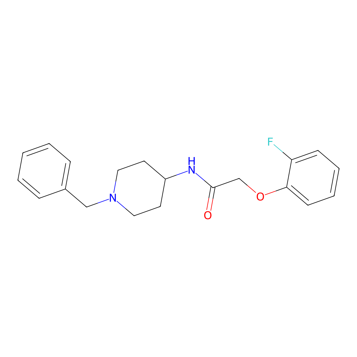 N-(1-benzylpiperidin-4-yl)-2-(2-fluorophenoxy)acetamide molecular structure, CAS 438026-44-9