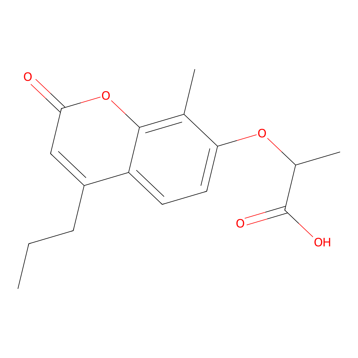 2-[(8-methyl-2-oxo-4-propyl-2H-chromen-7-yl)oxy]propanoic acid molecular structure, CAS 438027-08-8