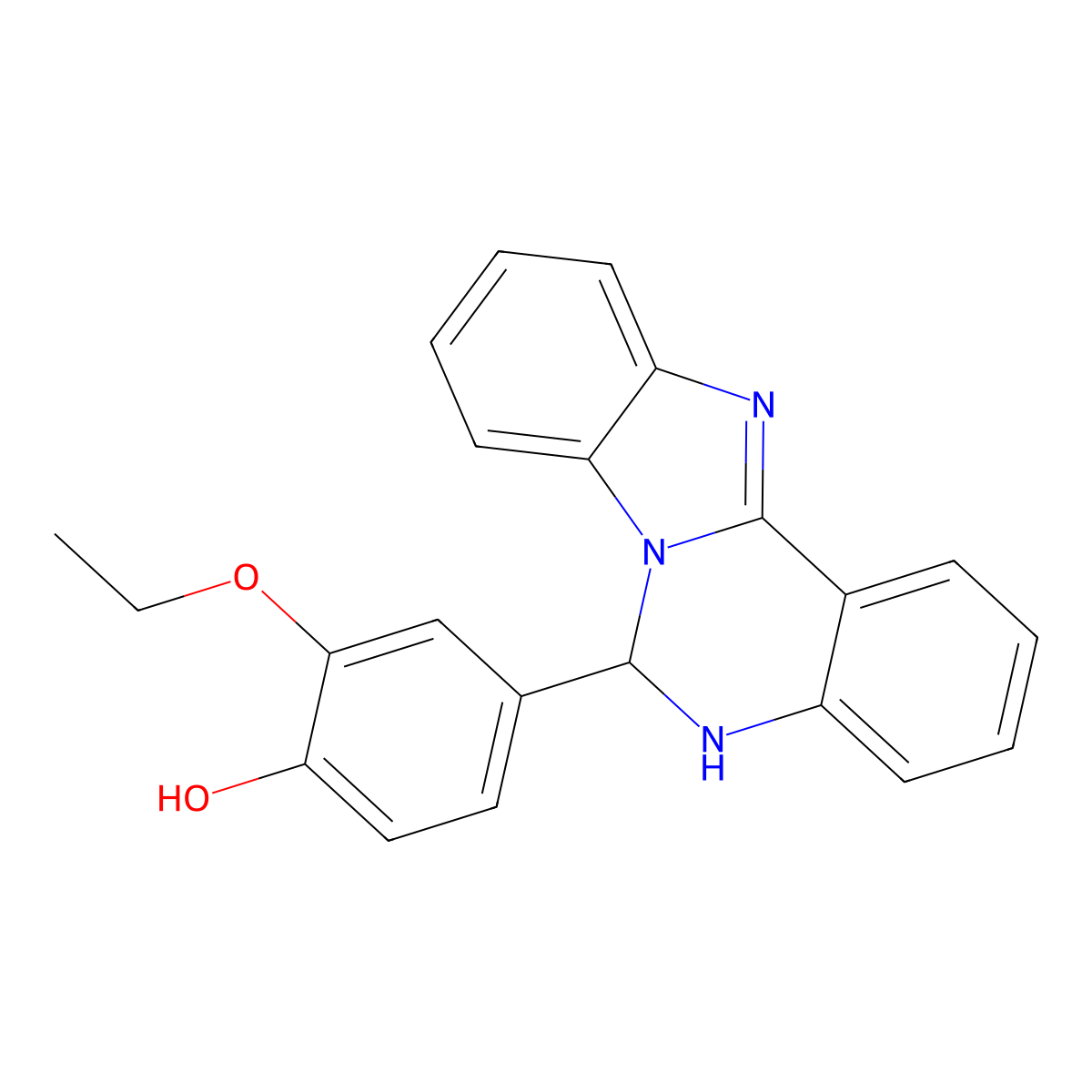 4-(5,6-Dihydrobenzimidazo[1,2-c]quinazolin-6-yl)-2-ethoxyphenol molecular structure, CAS 438027-17-9