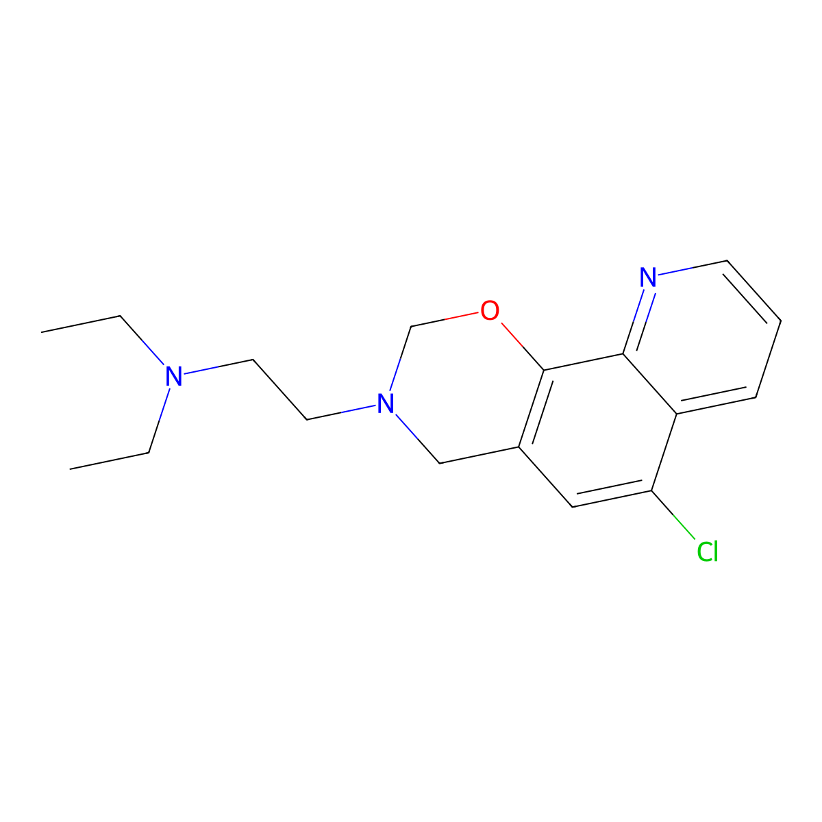(2-{6-chloro-2H,3H,4H-[1,3]oxazino[5,6-h]quinolin-3-yl}ethyl)diethylamine molecular structure, CAS 438027-77-1