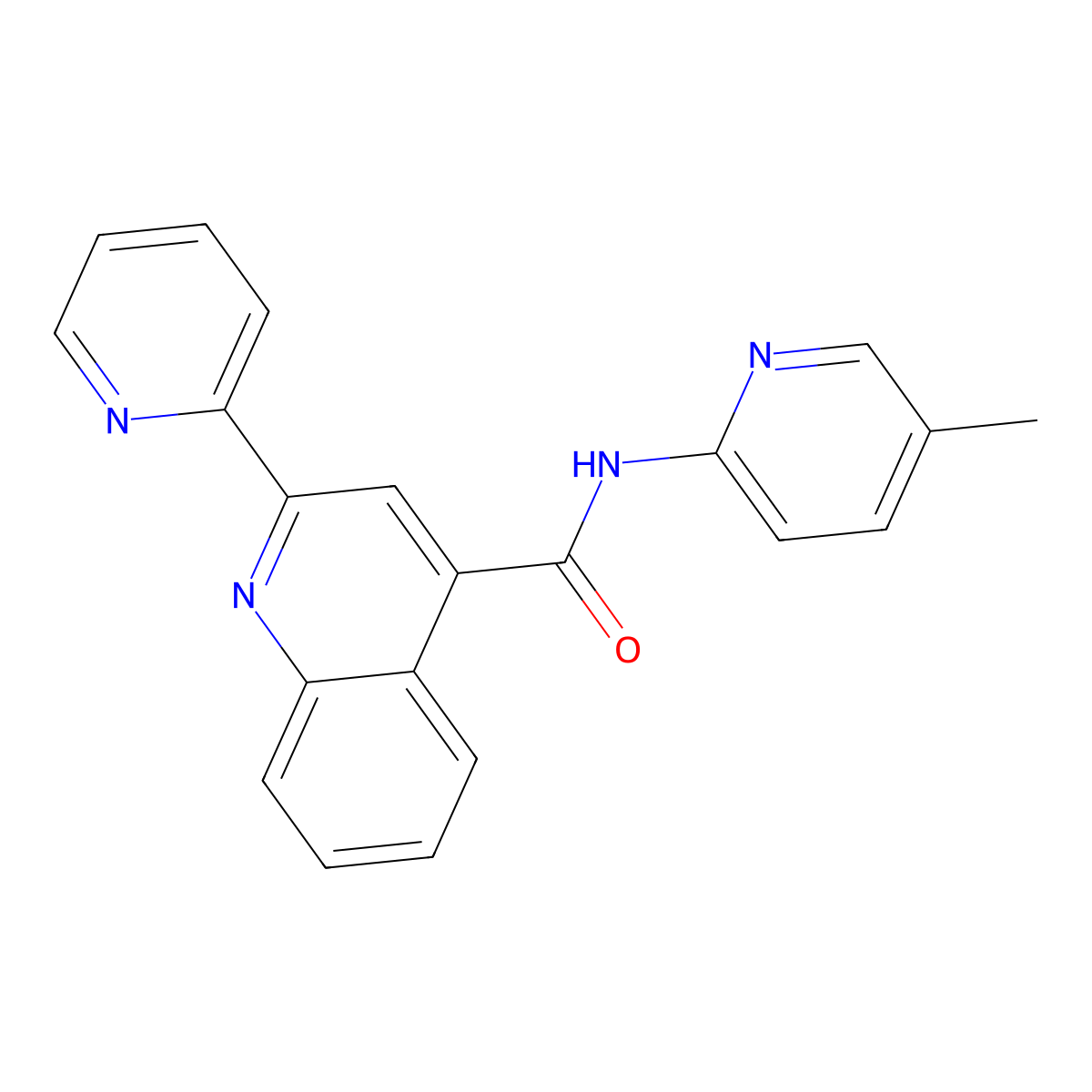 N-(5-methylpyridin-2-yl)-2-(pyridin-2-yl)quinoline-4-carboxamide molecular structure, CAS 438028-05-8