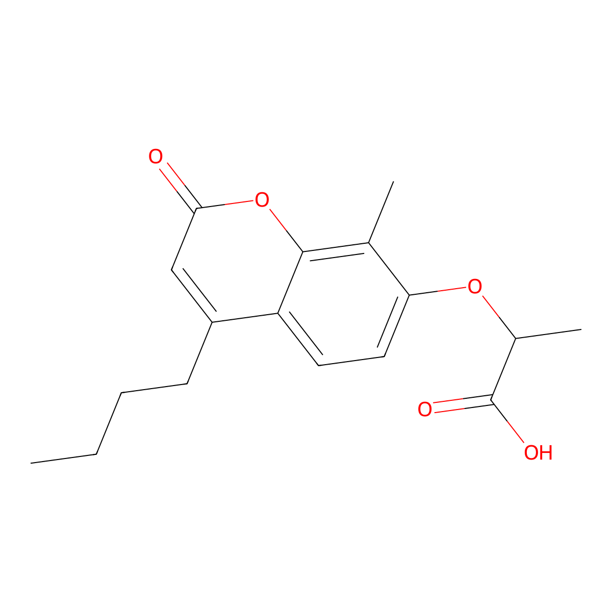 2-[(4-butyl-8-methyl-2-oxo-2H-chromen-7-yl)oxy]propanoic acid molecular structure, CAS 438028-14-9