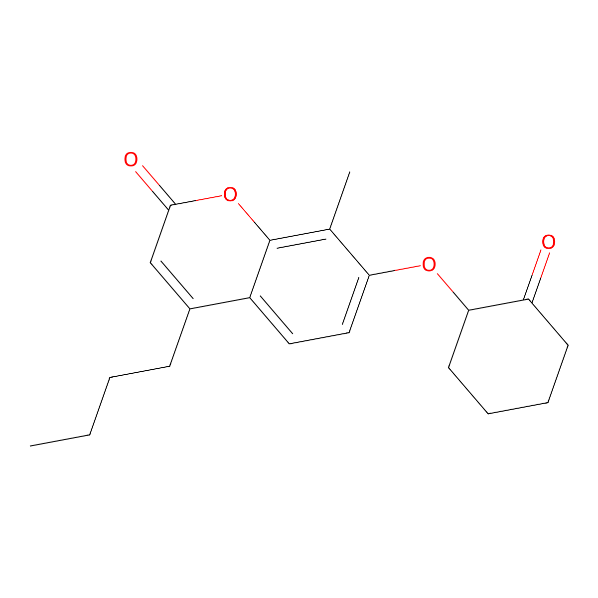 4-butyl-8-methyl-7-[(2-oxocyclohexyl)oxy]-2H-chromen-2-one molecular structure, CAS 438028-25-2