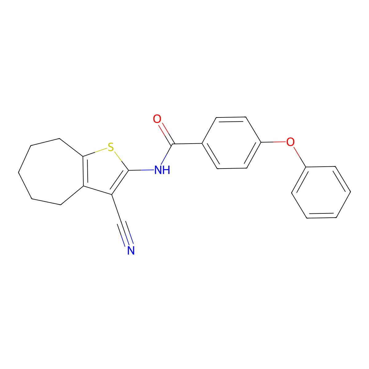 N-(3-cyano-5,6,7,8-tetrahydro-4H-cyclohepta[b]thiophen-2-yl)-4-phenoxybenzamide molecular structure, CAS 438028-43-4