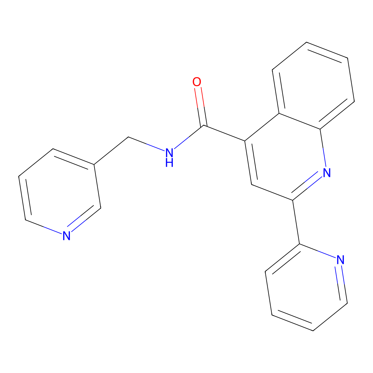 2-pyridin-2-yl-N-(pyridin-3-ylmethyl)quinoline-4-carboxamide molecular structure, CAS 438028-66-1