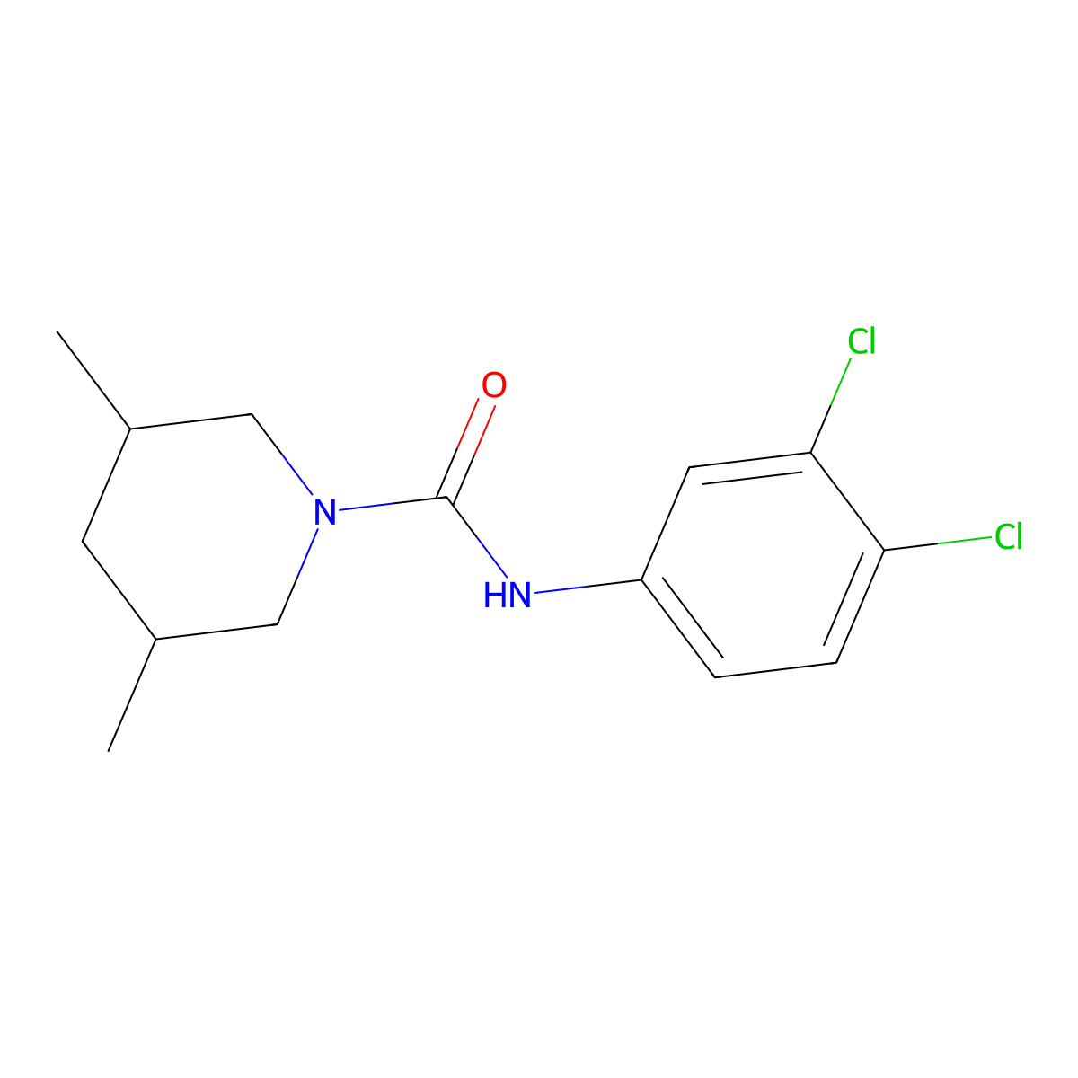 N-(3,4-dichlorophenyl)-3,5-dimethylpiperidine-1-carboxamide molecular structure, CAS 438028-79-6