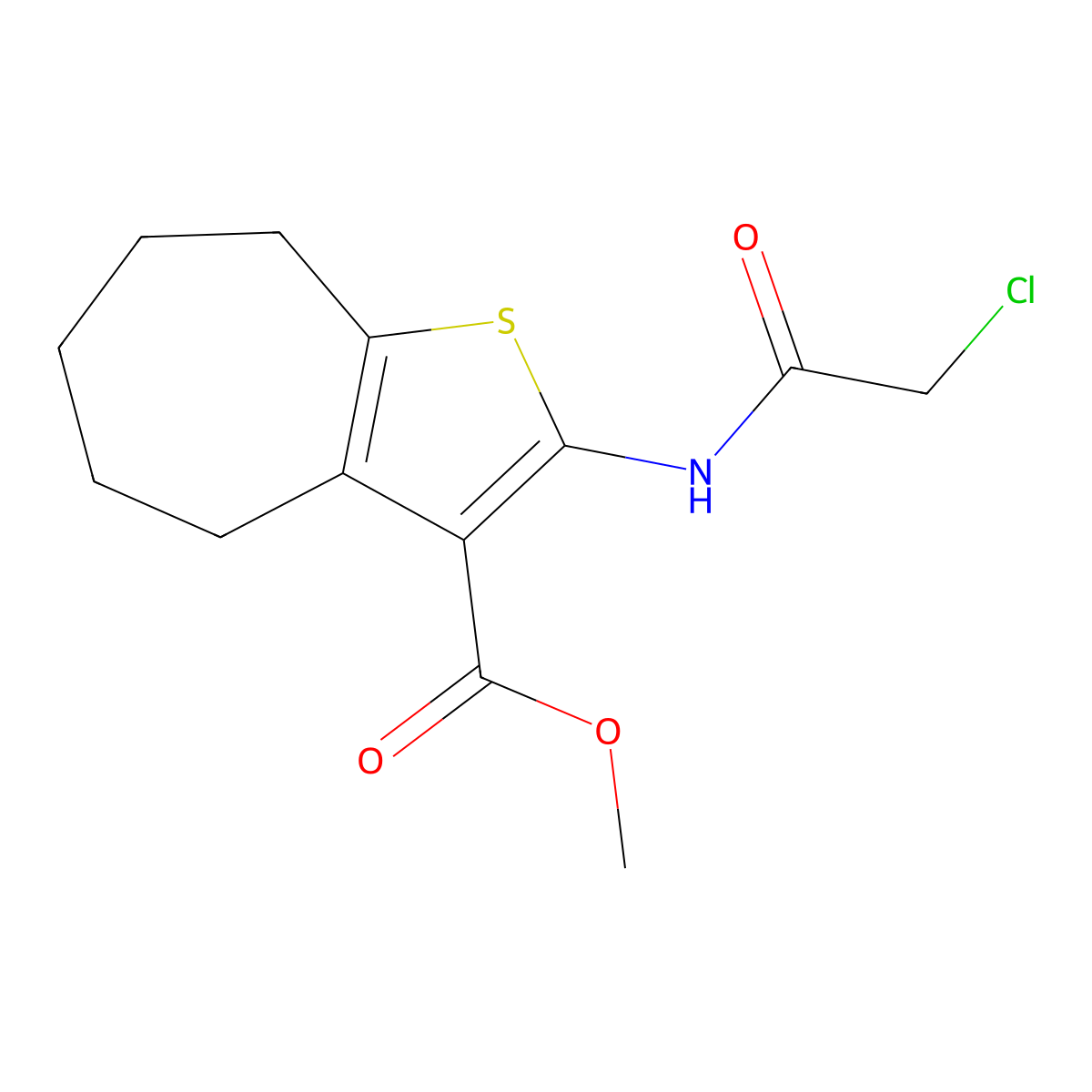 methyl 2-[(chloroacetyl)amino]-5,6,7,8-tetrahydro-4H-cyclohepta[b]thiophene-3-carboxylate molecular structure, CAS 438029-03-9