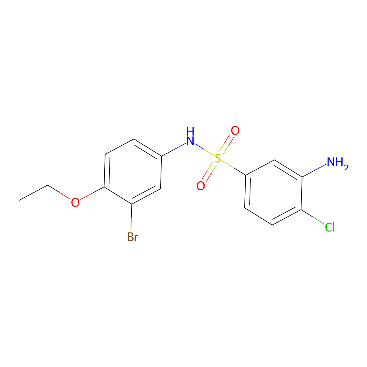 3-amino-N-(3-bromo-4-ethoxyphenyl)-4-chlorobenzene-1-sulfonamide molecular structure, CAS 438029-07-3