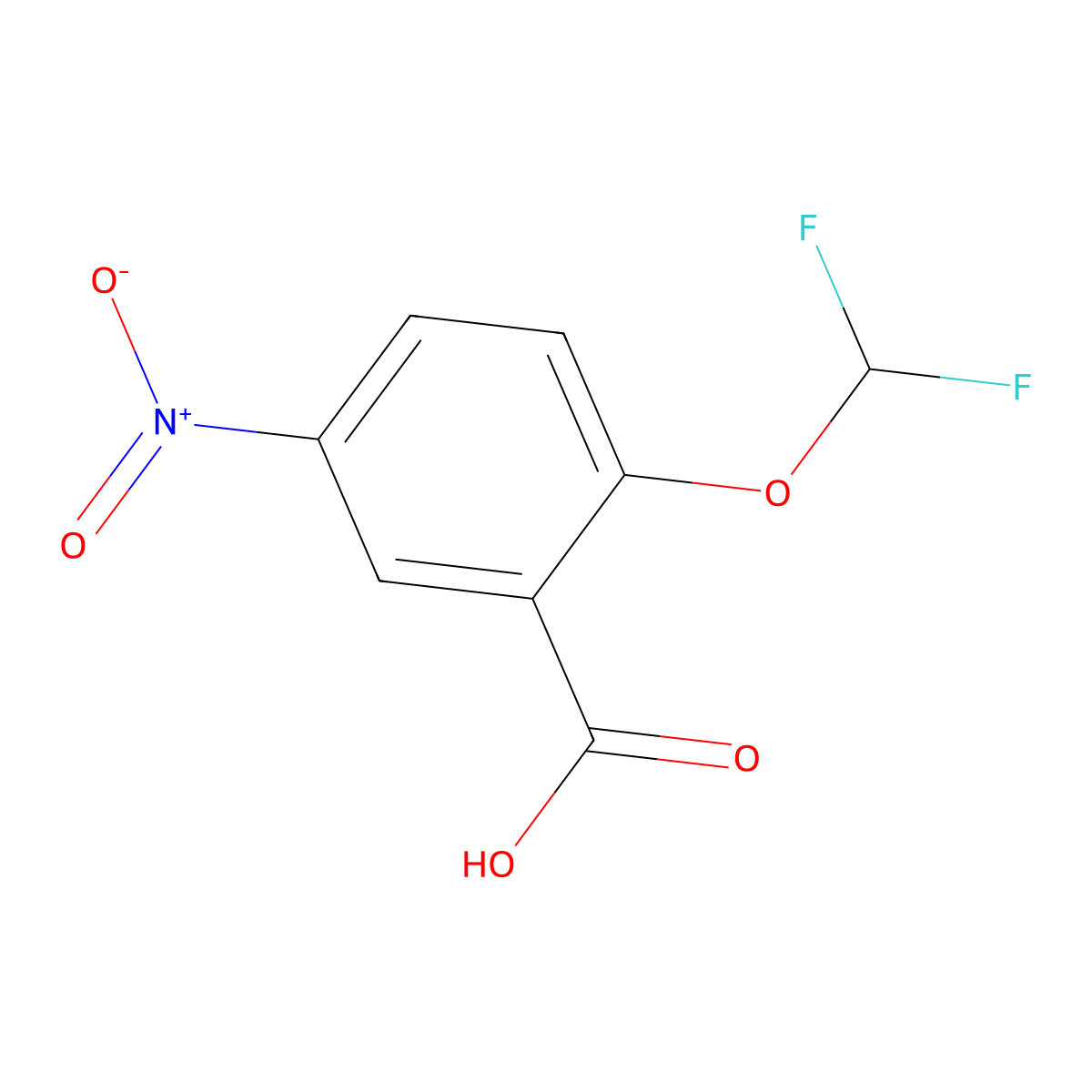 2-(Difluoromethoxy)-5-nitrobenzoic acid molecular structure, CAS 438029-38-0