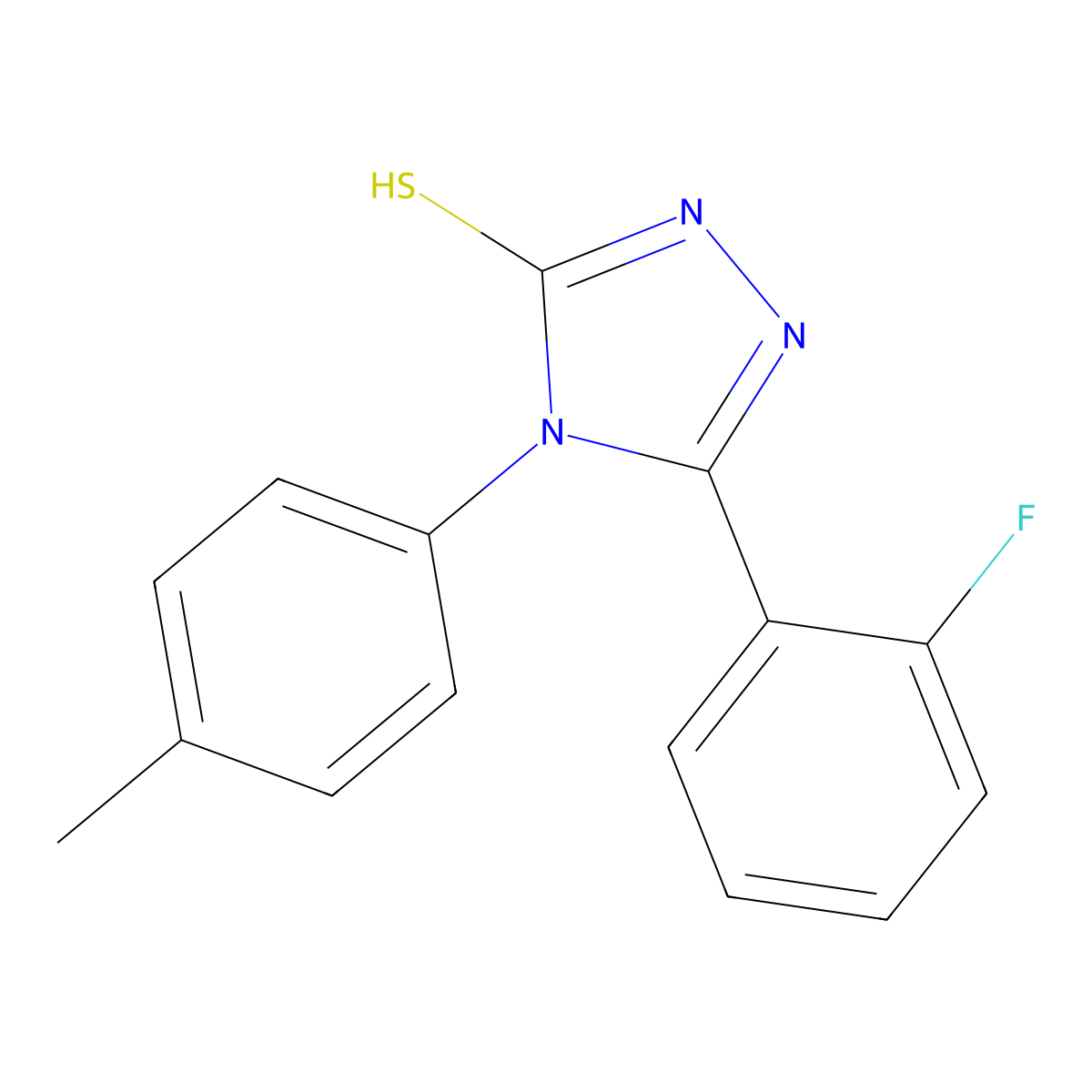 5-(2-Fluoro-phenyl)-4-p-tolyl-4H-[1,2,4]triazole-3-thiol molecular structure, CAS 438029-55-1