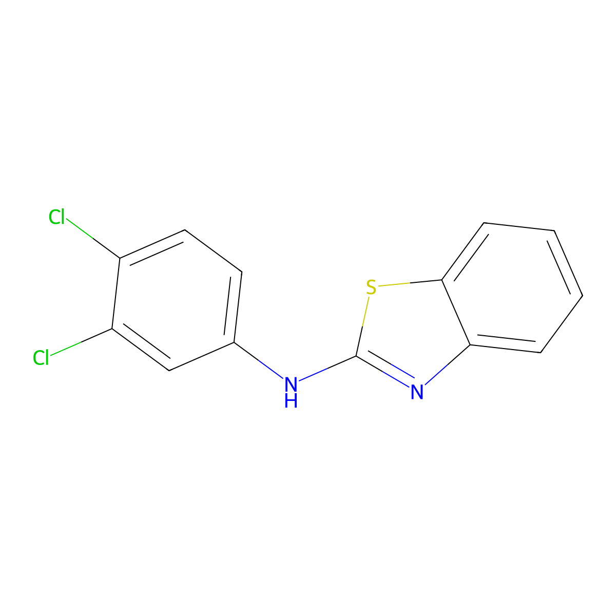 N-(3,4-dichlorophenyl)-1,3-benzothiazol-2-amine molecular structure, CAS 438029-94-8