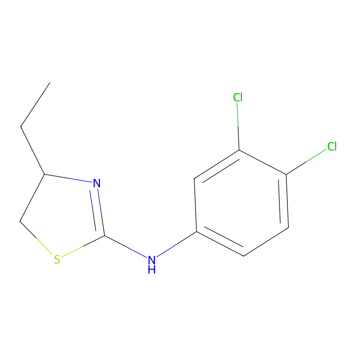 N-(3,4-dichlorophenyl)-4-ethyl-4,5-dihydro-1,3-thiazol-2-amine molecular structure, CAS 438030-07-0
