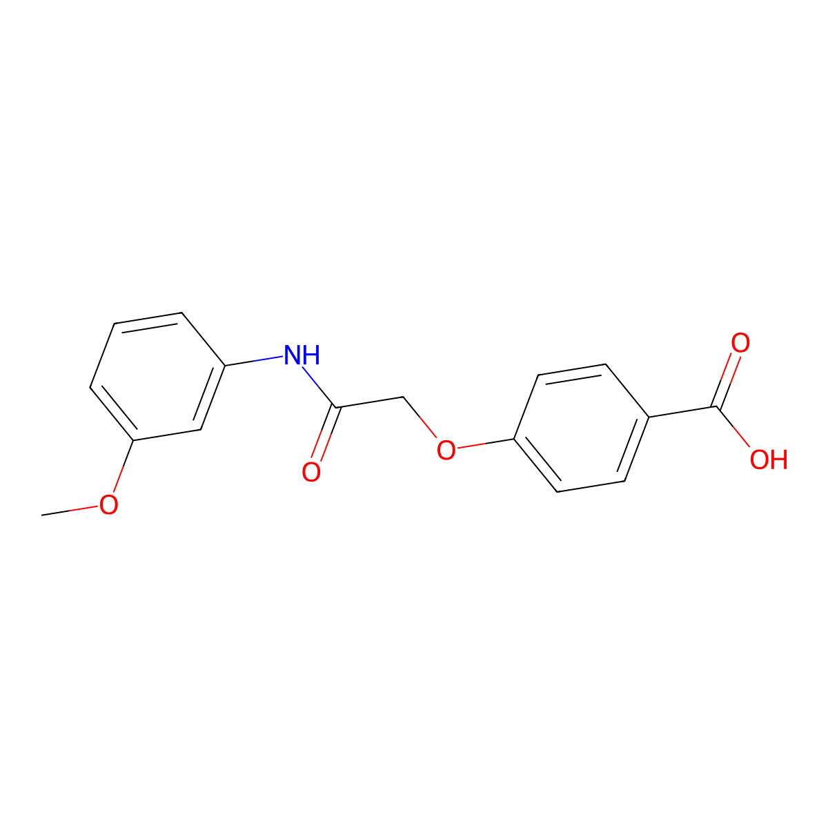 4-(((3-Methoxyphenyl)carbamoyl)methoxy)benzoic acid molecular structure, CAS 438030-11-6