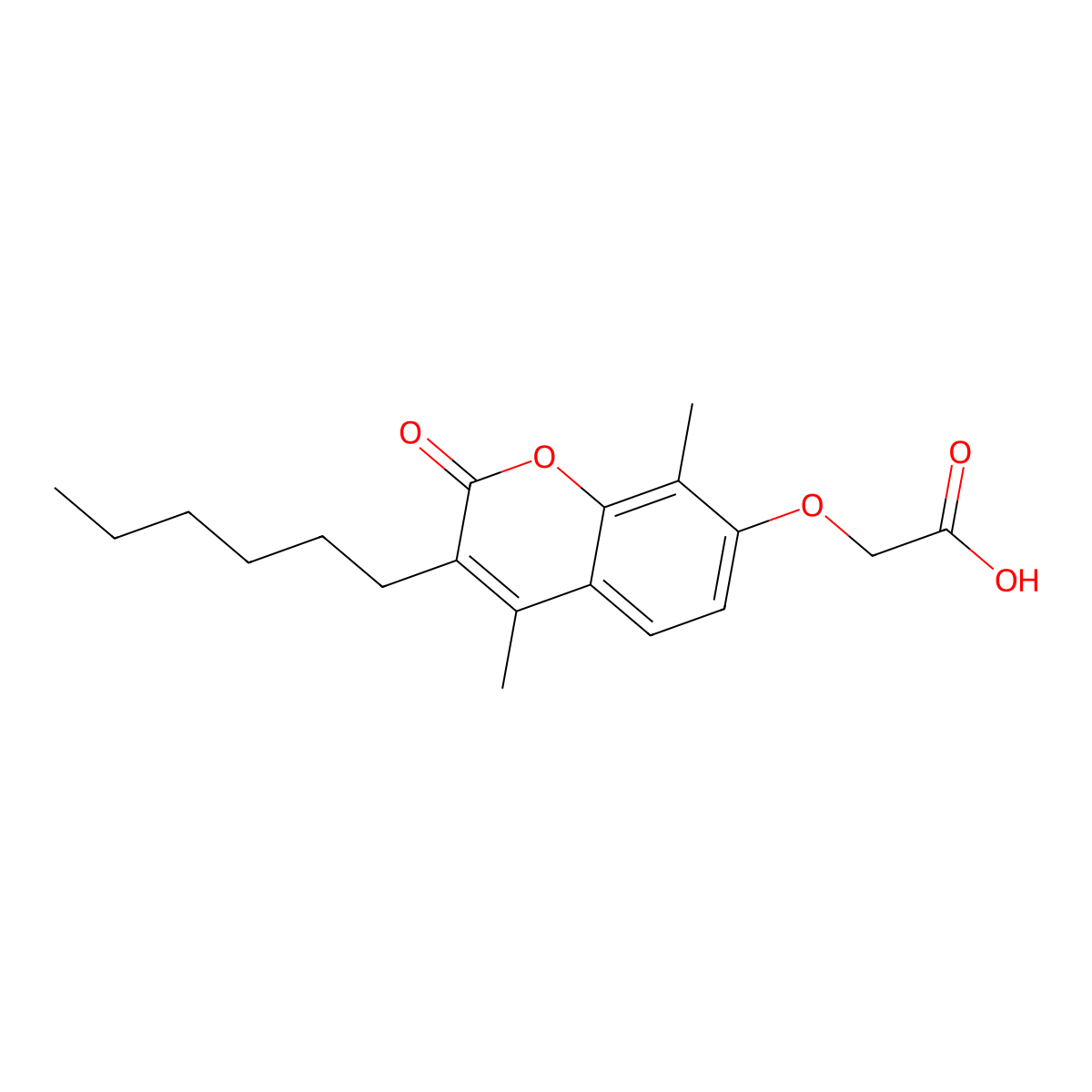 [(3-hexyl-4,8-dimethyl-2-oxo-2H-chromen-7-yl)oxy]acetic acid molecular structure, CAS 438030-13-8