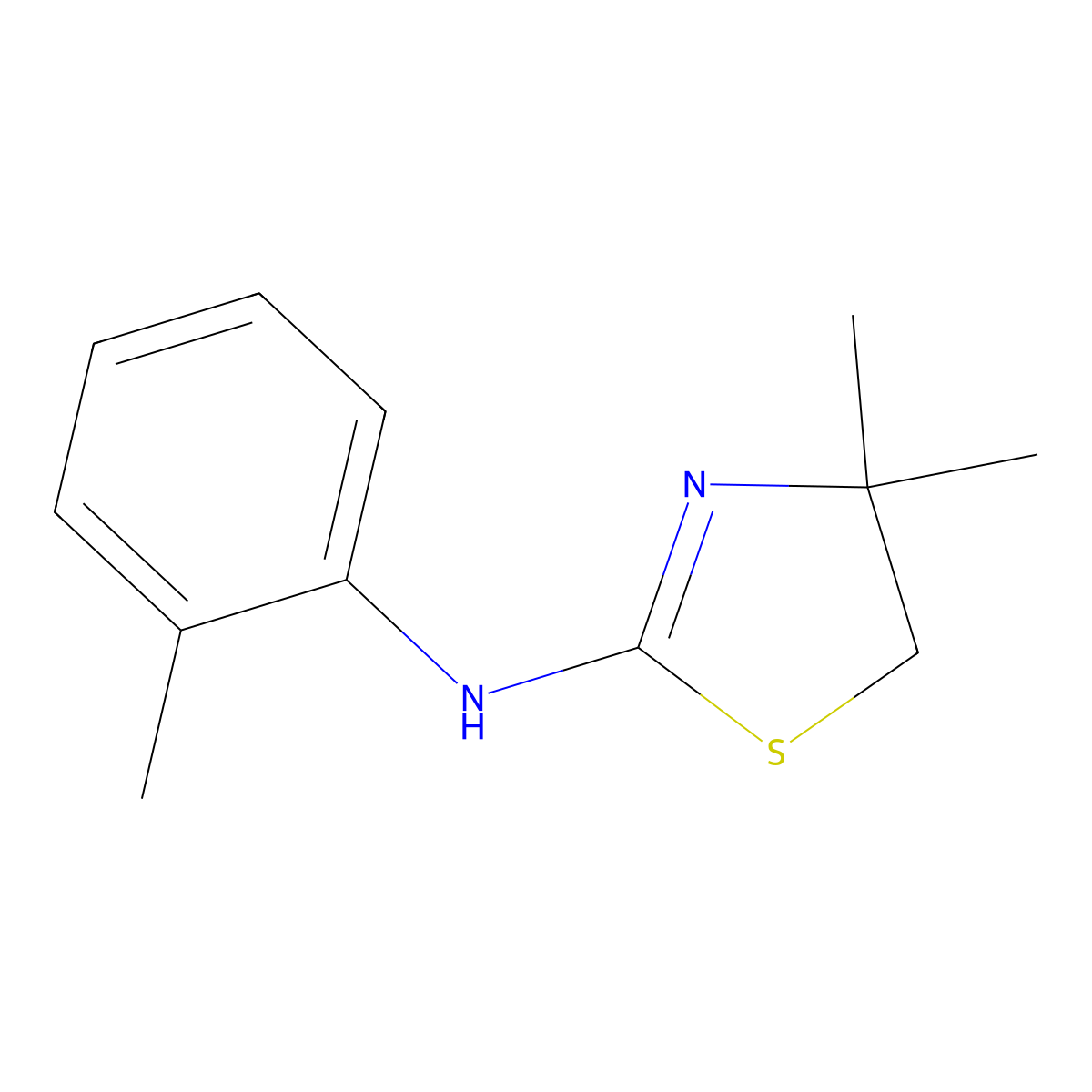 4,4-dimethyl-N-(2-methylphenyl)-4,5-dihydro-1,3-thiazol-2-amine molecular structure, CAS 438030-19-4