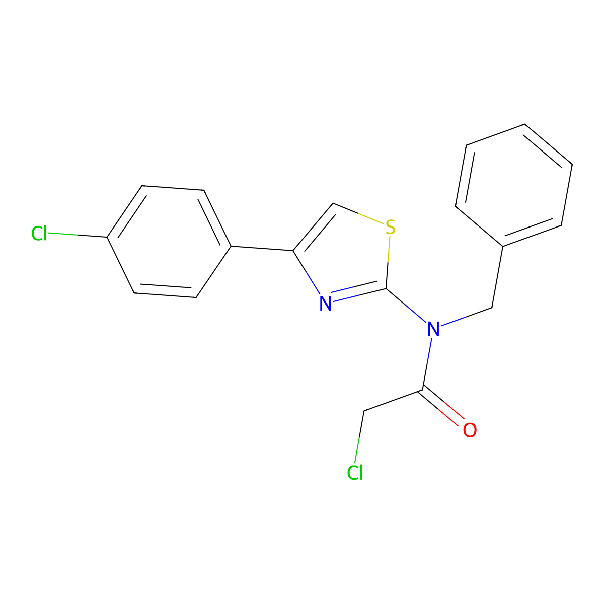 N-benzyl-2-chloro-N-[4-(4-chlorophenyl)-1,3-thiazol-2-yl]acetamide molecular structure, CAS 438030-23-0