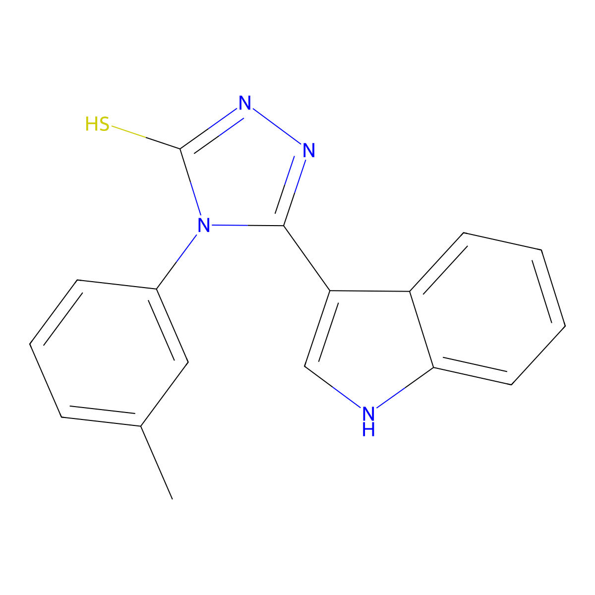 5-(1H-indol-3-yl)-4-(3-methylphenyl)-4H-1,2,4-triazole-3-thiol molecular structure, CAS 438030-31-0