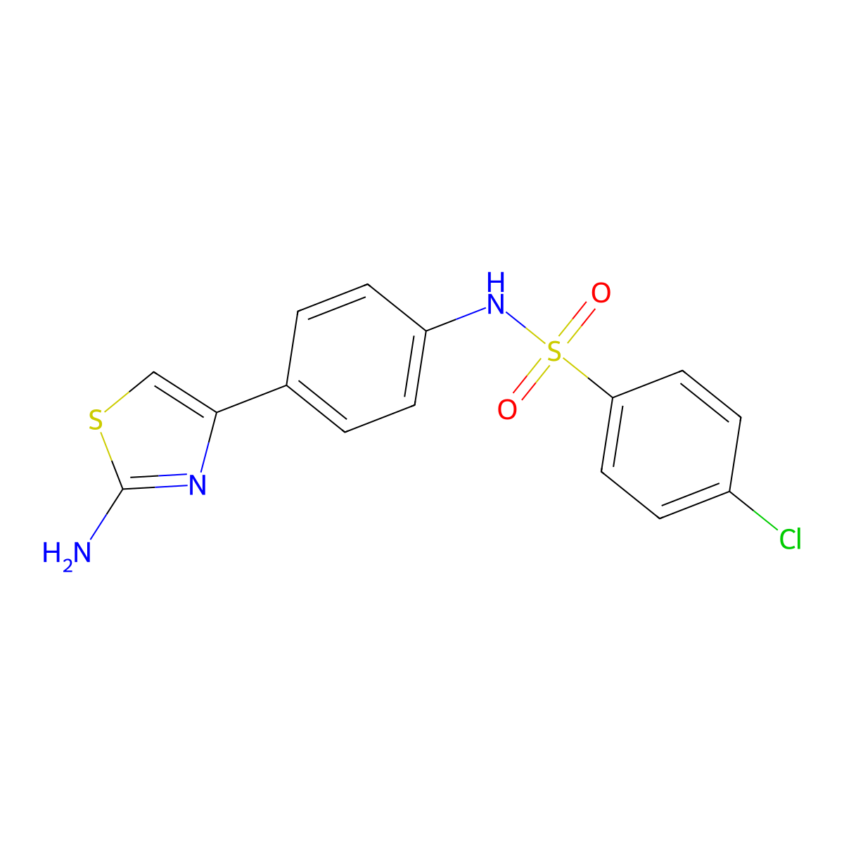 N-[4-(2-amino-1,3-thiazol-4-yl)phenyl]-4-chlorobenzene-1-sulfonamide molecular structure, CAS 438030-35-4