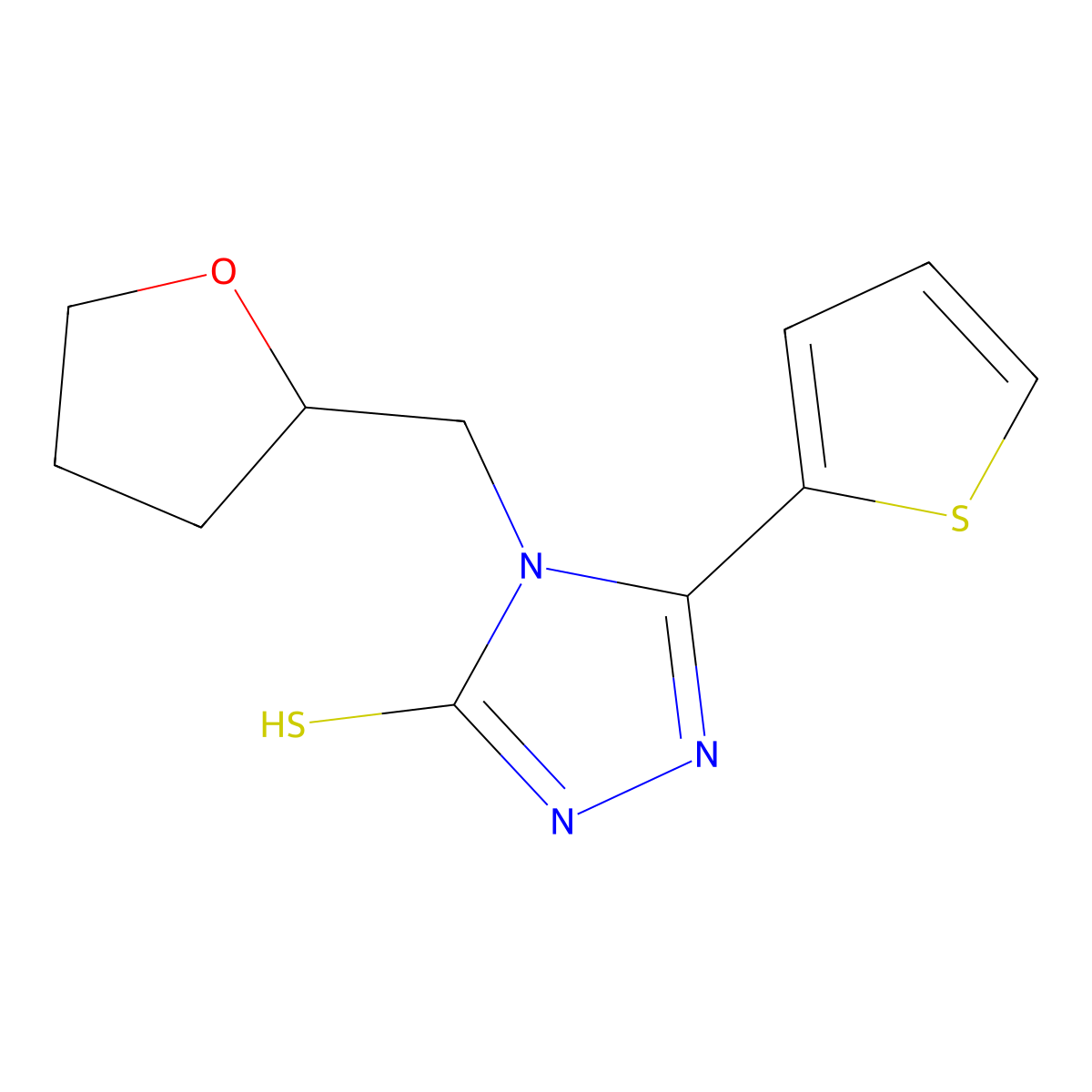4-(tetrahydrofuran-2-ylmethyl)-5-thien-2-yl-4H-1,2,4-triazole-3-thiol molecular structure, CAS 438030-51-4