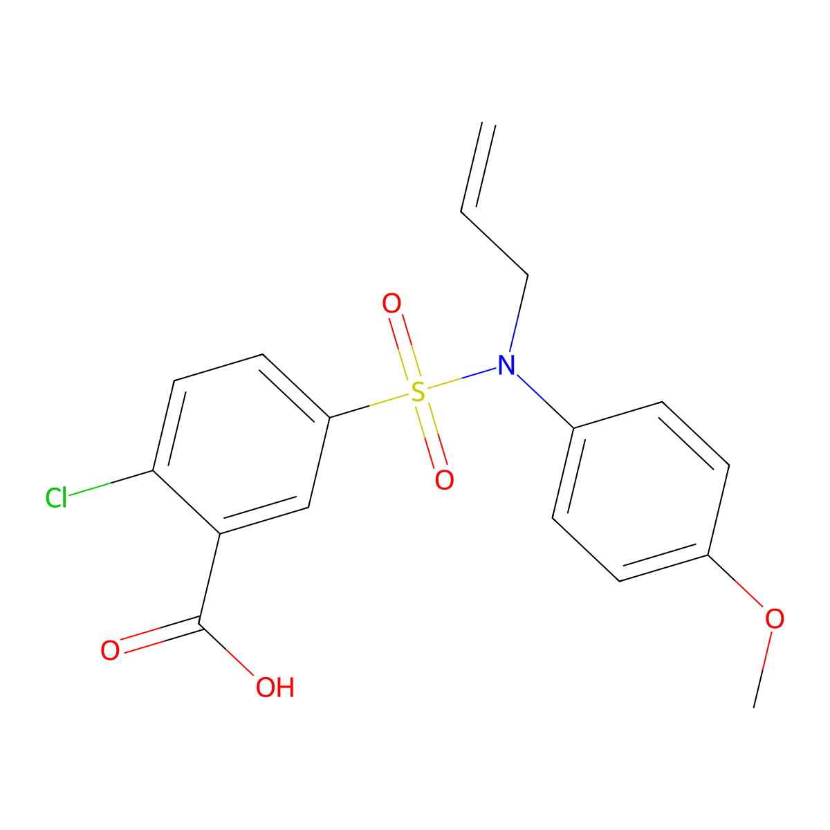 5-[Allyl-(4-methoxy-phenyl)-sulfamoyl]-2-chloro-benzoic acid molecular structure, CAS 438030-75-2