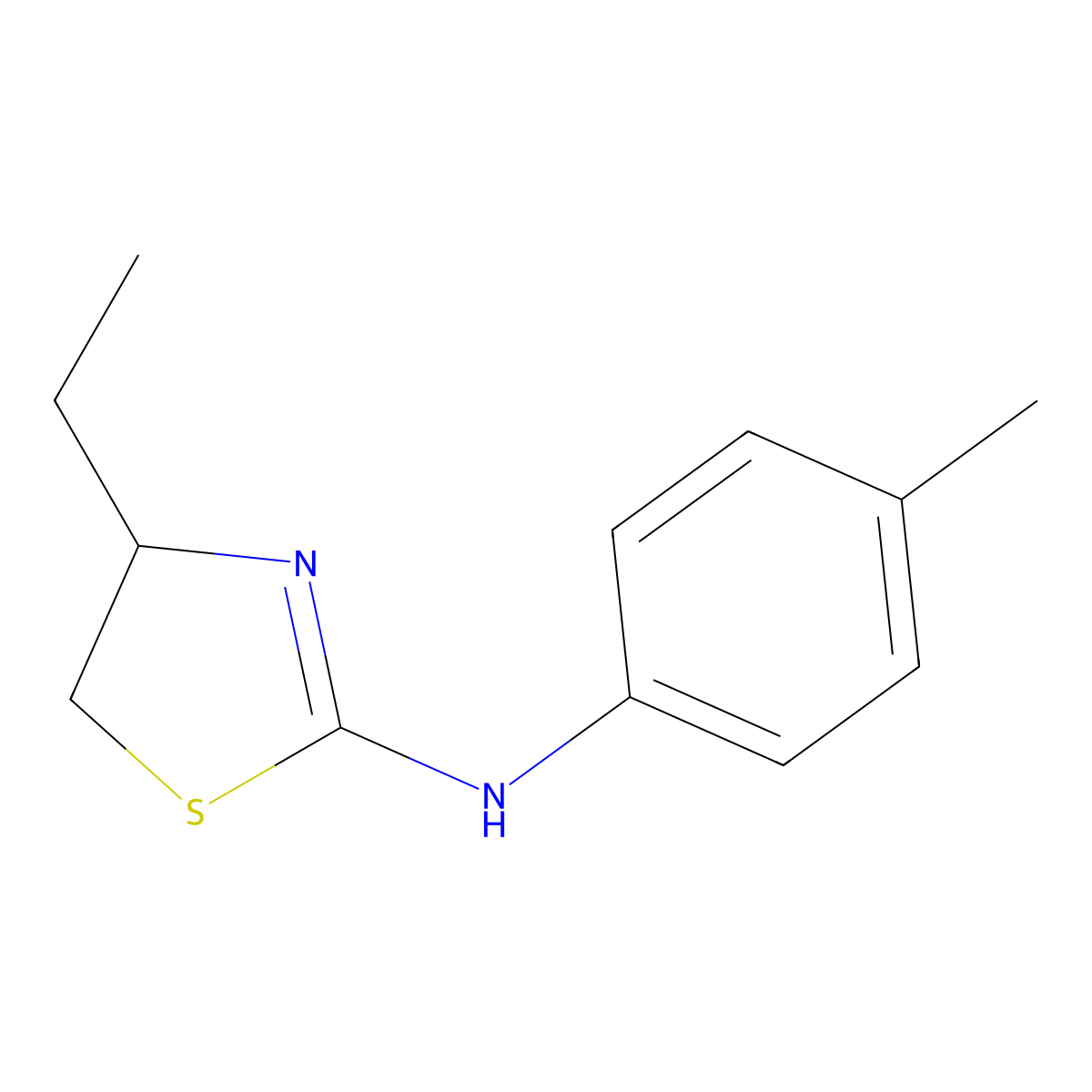 4-ethyl-N-(4-methylphenyl)-4,5-dihydro-1,3-thiazol-2-amine molecular structure, CAS 438030-87-6