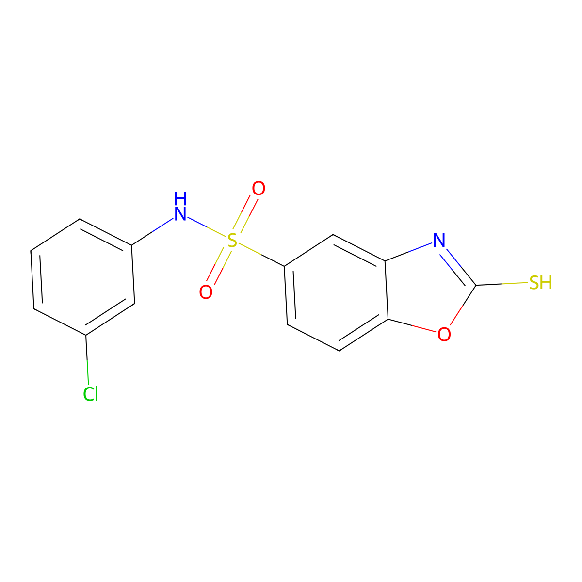 N-(3-chlorophenyl)-2-sulfanyl-1,3-benzoxazole-5-sulfonamide molecular structure, CAS 438030-98-9