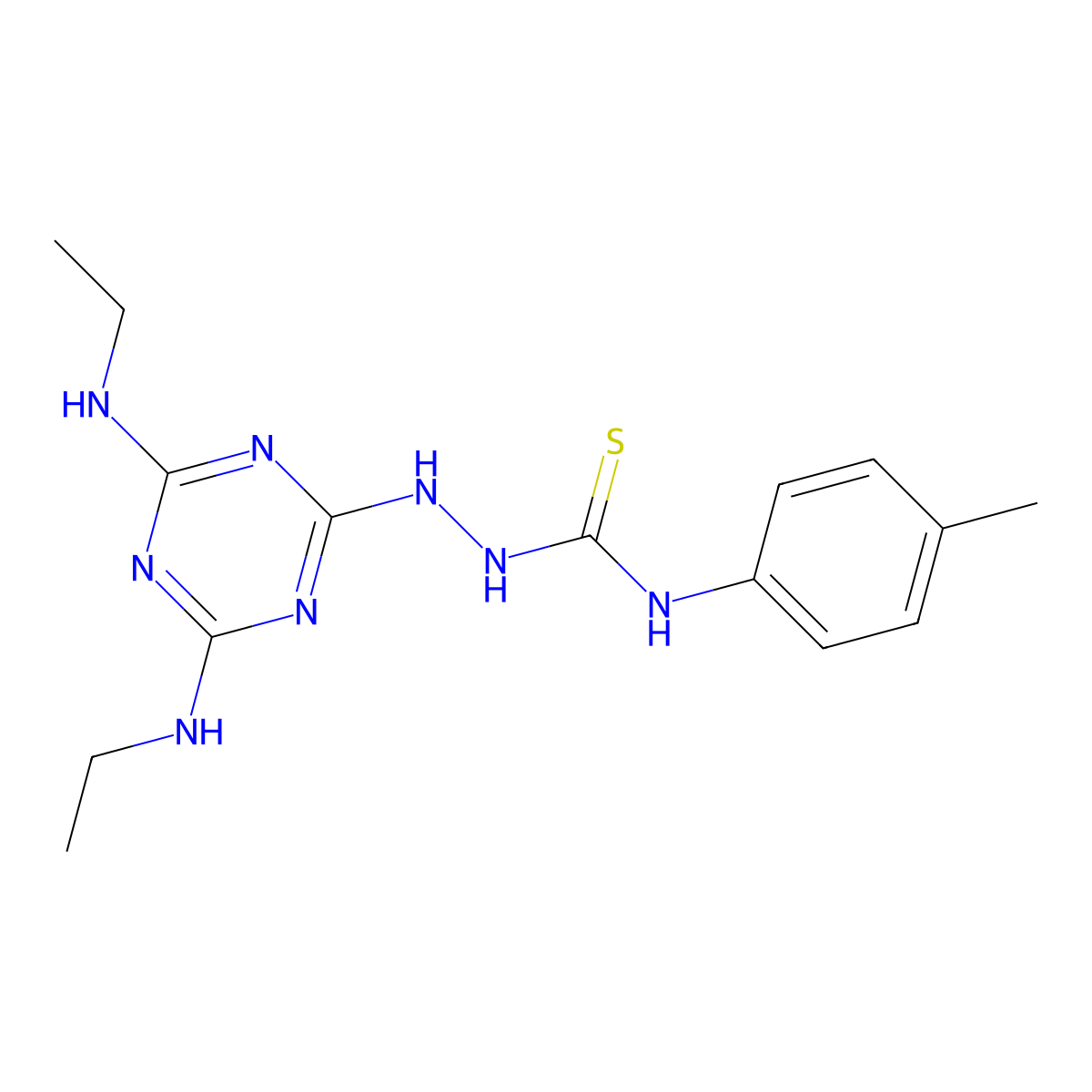 3-{[4,6-Bis(ethylamino)-1,3,5-triazin-2-yl]amino}-1-(4-methylphenyl)thiourea molecular structure, CAS 438031-40-4