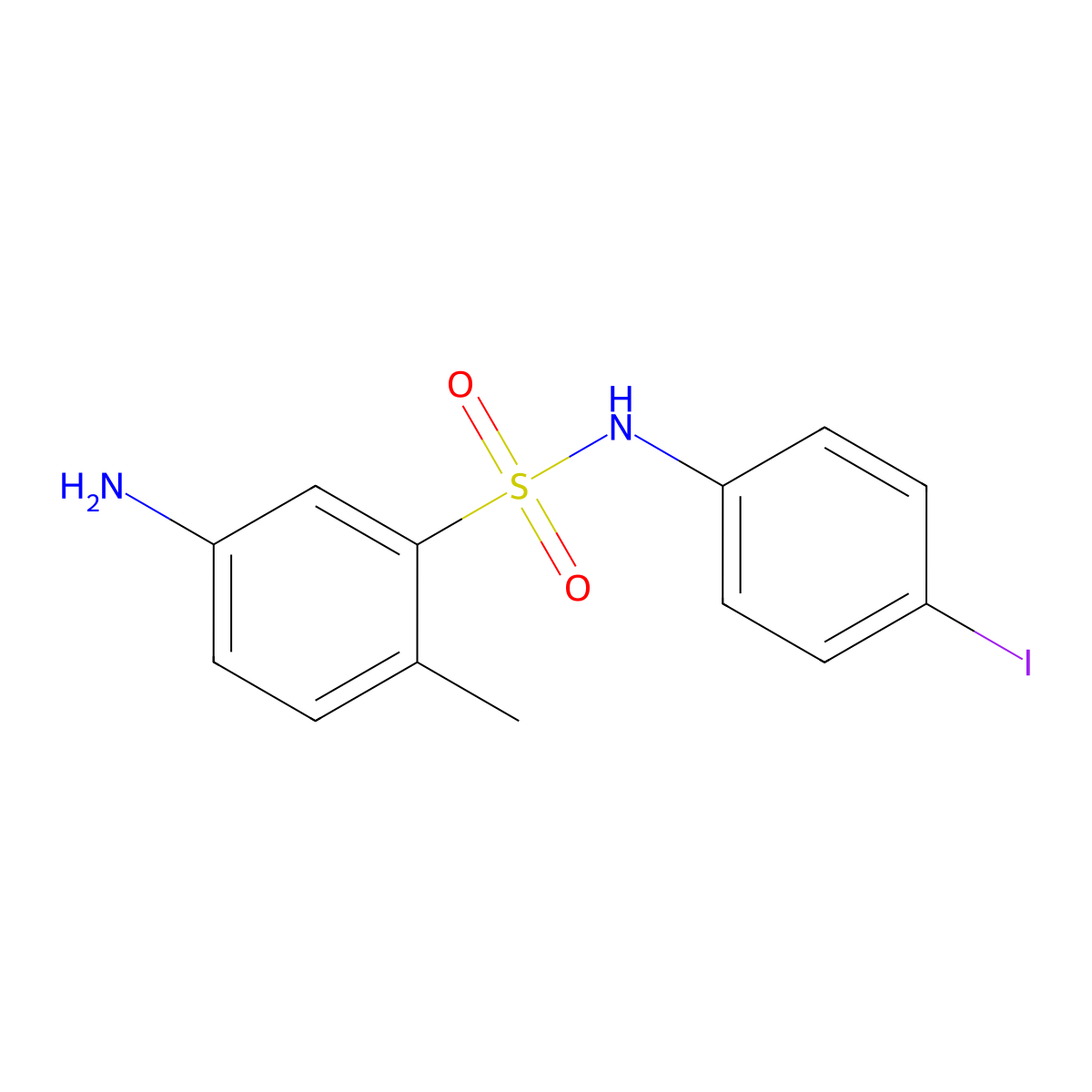 5-amino-N-(4-iodophenyl)-2-methylbenzene-1-sulfonamide molecular structure, CAS 438031-63-1