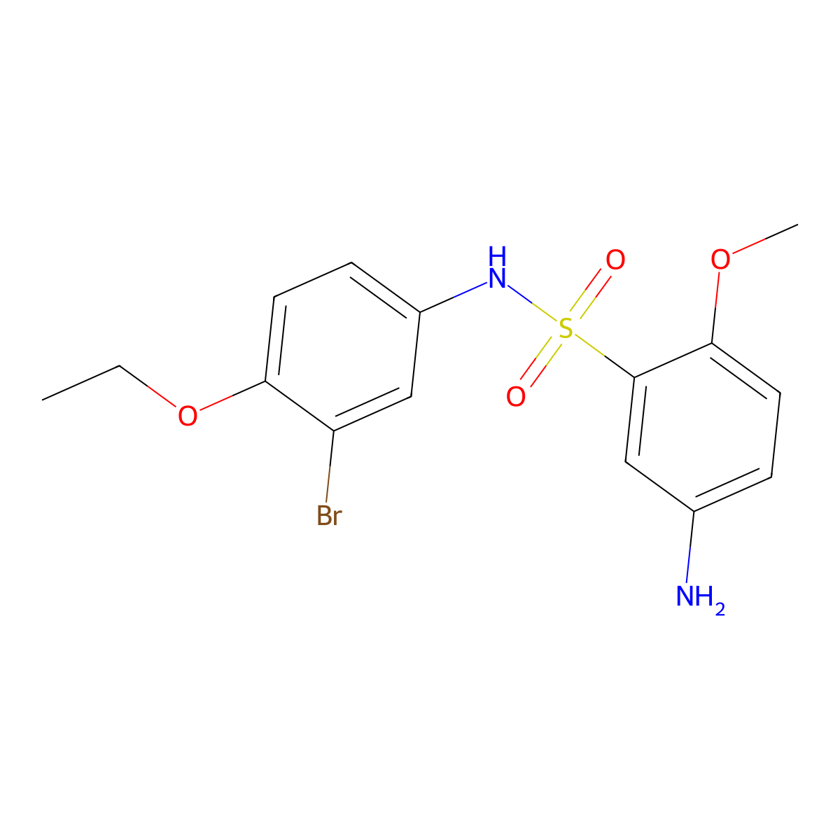 5-amino-N-(3-bromo-4-ethoxyphenyl)-2-methoxybenzene-1-sulfonamide molecular structure, CAS 438031-69-7