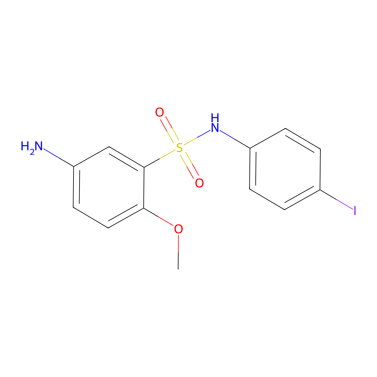 5-amino-N-(4-iodophenyl)-2-methoxybenzene-1-sulfonamide molecular structure, CAS 438031-73-3