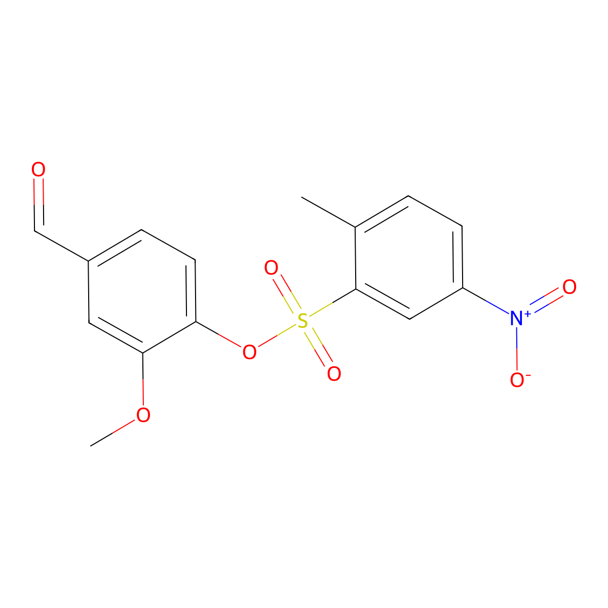 4-Formyl-2-methoxyphenyl 2-methyl-5-nitrobenzene-1-sulfonate molecular structure, CAS 438031-81-3