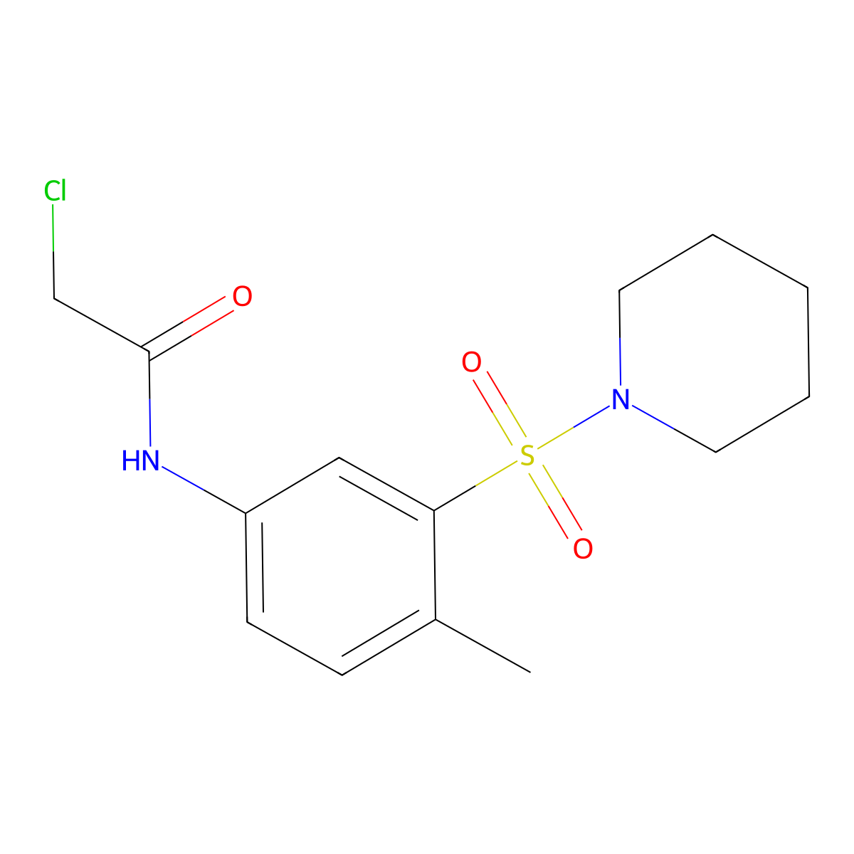 2-chloro-N-[4-methyl-3-(piperidine-1-sulfonyl)phenyl]acetamide molecular structure, CAS 438032-02-1