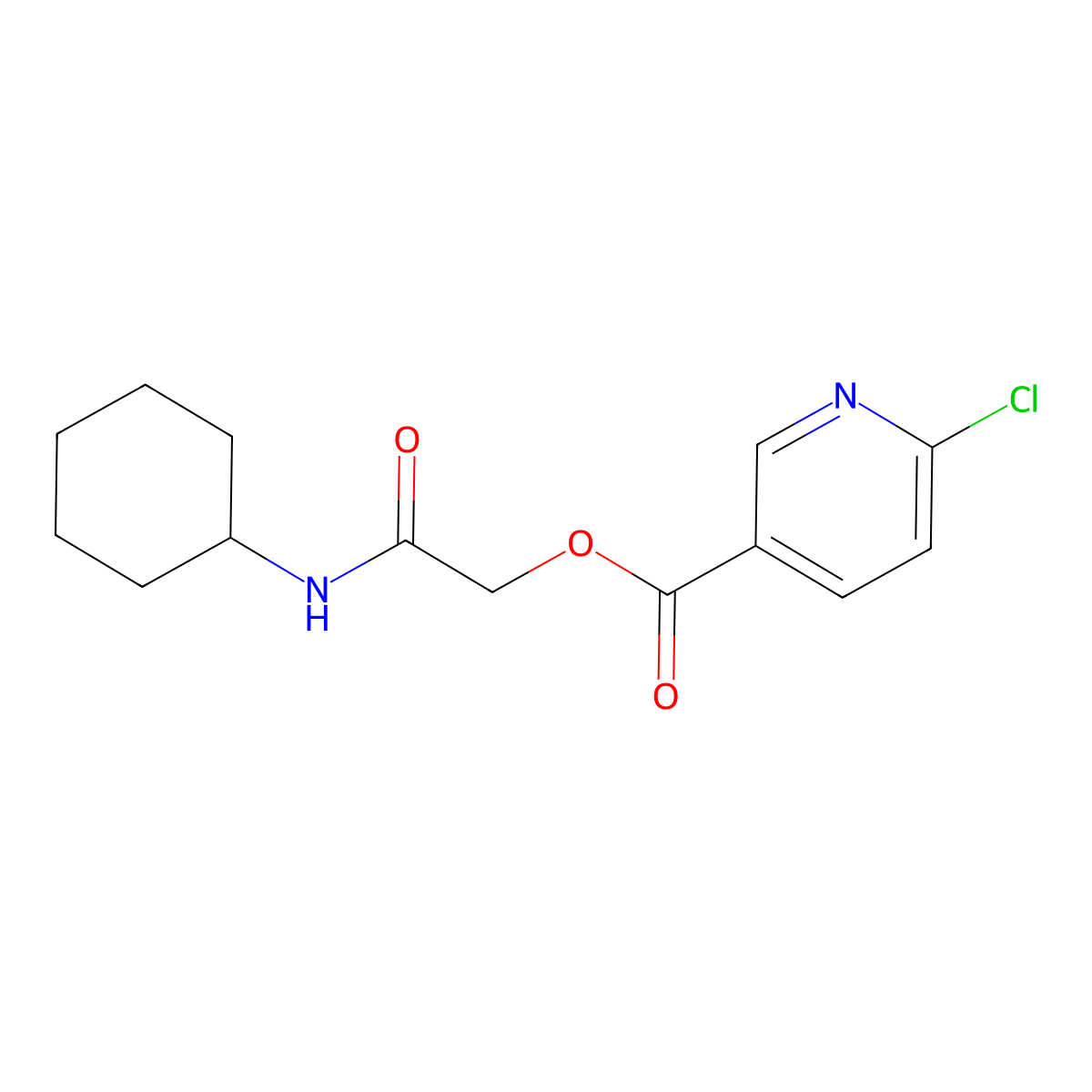 (N-cyclohexylcarbamoyl)methyl 6-chloropyridine-3-carboxylate molecular structure, CAS 438032-81-6