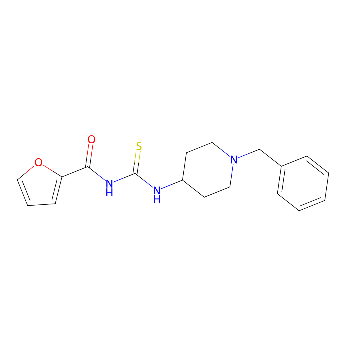 N-[(1-benzylpiperidin-4-yl)carbamothioyl]furan-2-carboxamide molecular structure, CAS 438033-41-1