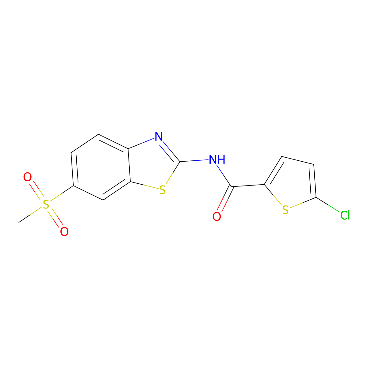 5-chloro-N-(6-(methylsulfonyl)benzo[d]thiazol-2-yl)thiophene-2-carboxamide molecular structure, CAS 438034-37-8