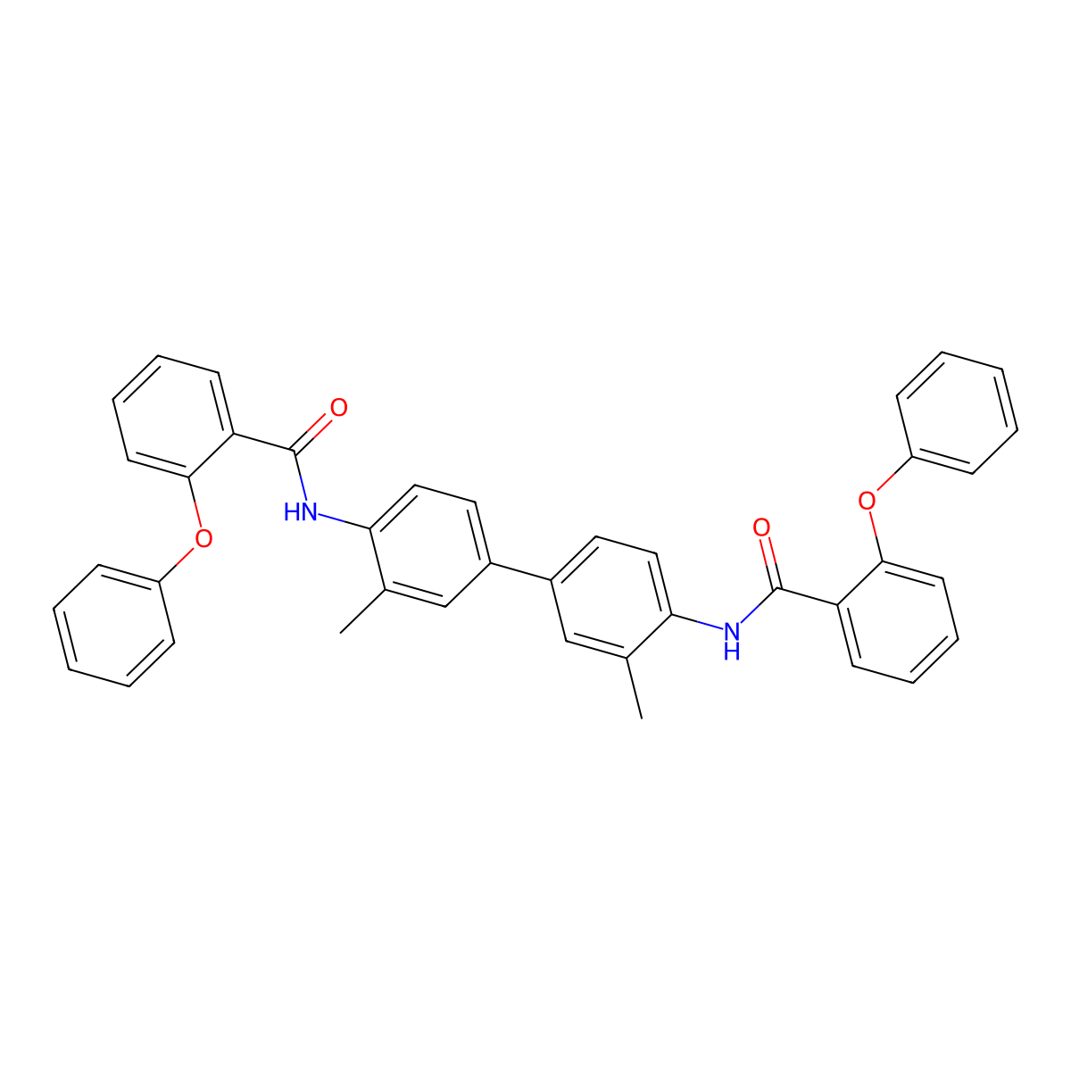 N-[3,3'-dimethyl-4'-(2-phenoxybenzamido)-[1,1'-biphenyl]-4-yl]-2-phenoxybenzamide molecular structure, CAS 438034-44-7