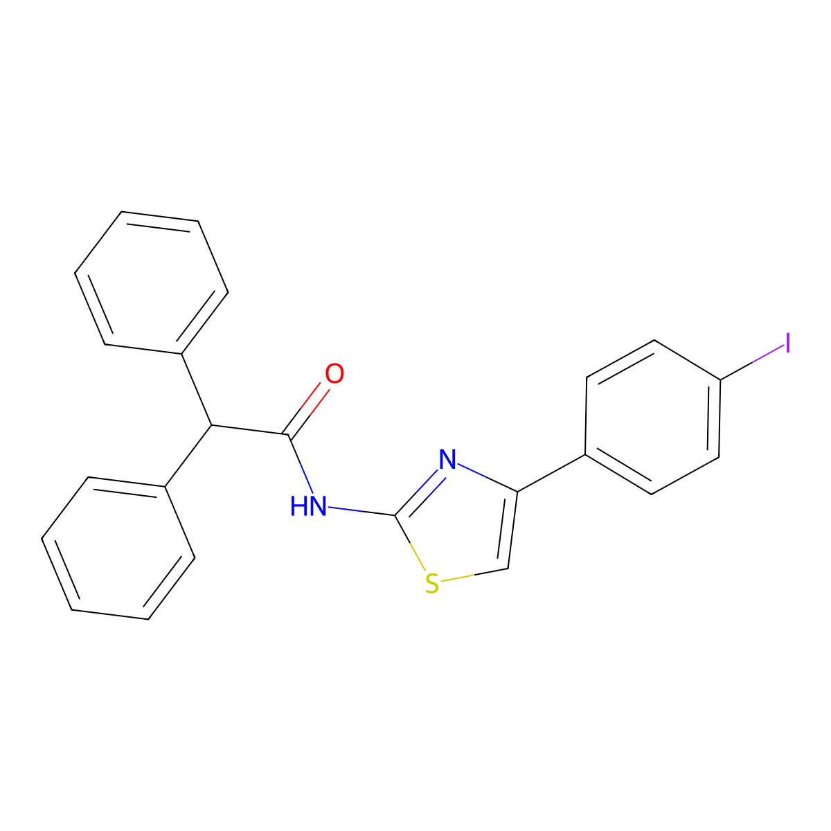 N-[4-(4-iodophenyl)-1,3-thiazol-2-yl]-2,2-diphenylacetamide molecular structure, CAS 438034-49-2