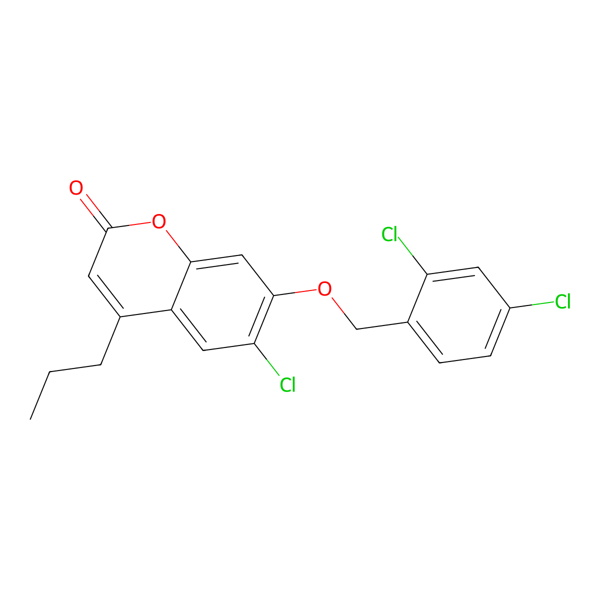 6-chloro-7-[(2,4-dichlorobenzyl)oxy]-4-propyl-2H-chromen-2-one molecular structure, CAS 438034-95-8