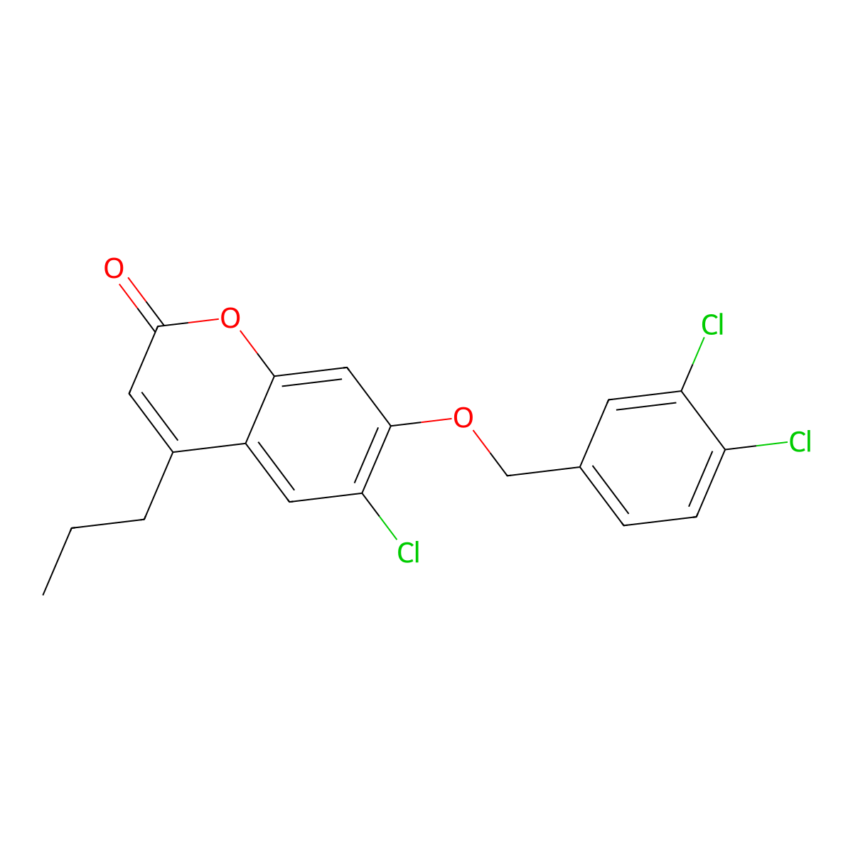 6-chloro-7-[(3,4-dichlorobenzyl)oxy]-4-propyl-2H-chromen-2-one molecular structure, CAS 438034-97-0