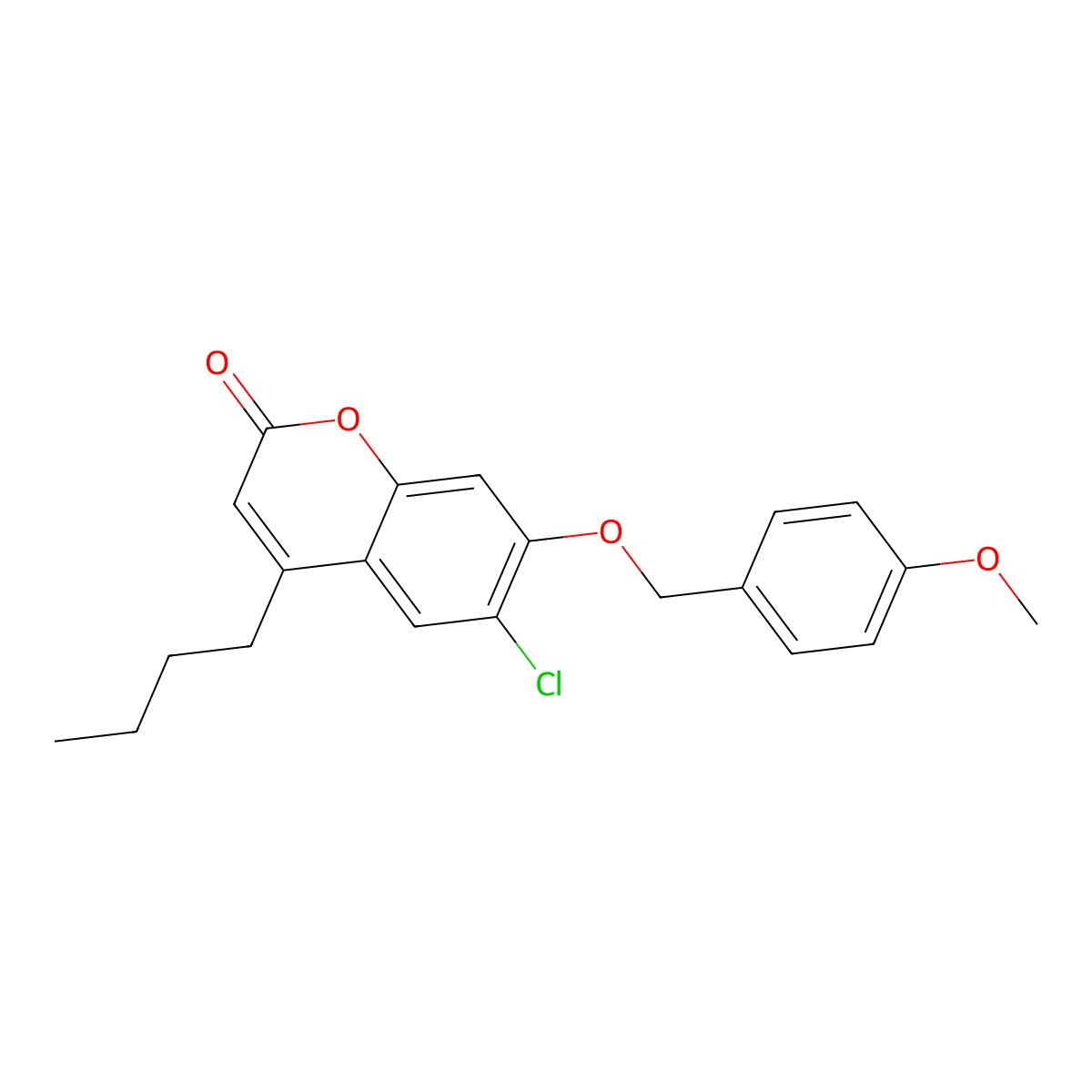 4-butyl-6-chloro-7-[(4-methoxybenzyl)oxy]-2H-chromen-2-one molecular structure, CAS 438035-74-6